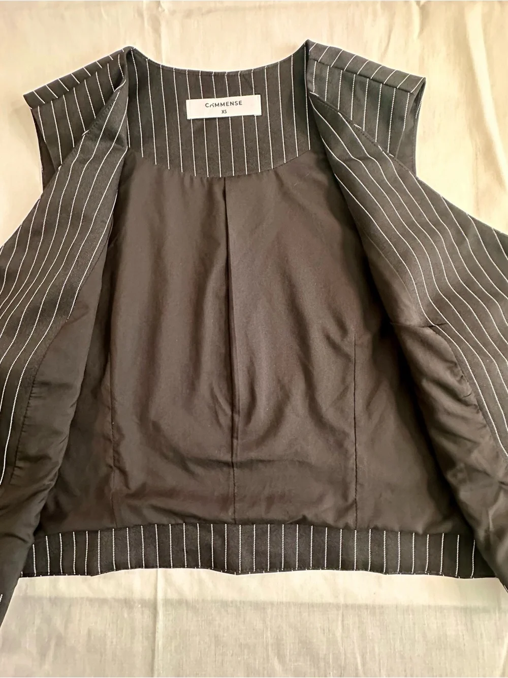 Black Pinstripe Women Vest business Boho size xs